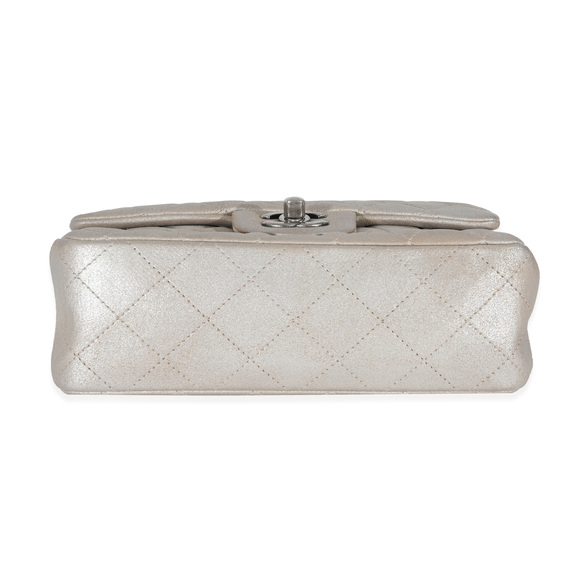 Chanel Silver Metallic Nubuck Rectangular Mini Flap - Picture 6 of 7